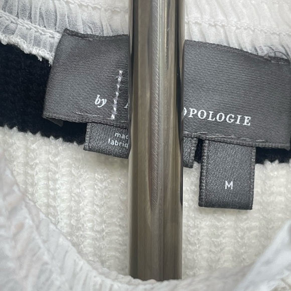 Anthropologie | Black White Striped Ruffle Collar Sweater Contemporary Coquette - Picture 7 of 7